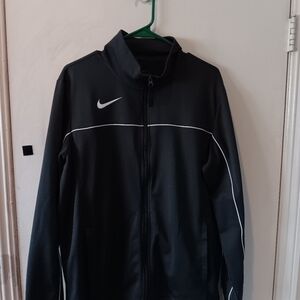 Nike Dri-FIT Track Jacket Dark Gray L Full Zip Stand-Up Collar Knit Athletic